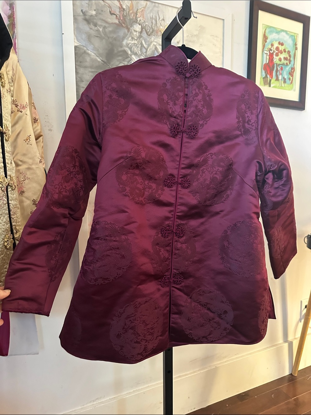 20” 1960’s all Silk Brocade Jacket, Puffer, has minor wear